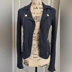 FASHION NOVA Black Cable Knit Zip Sweater